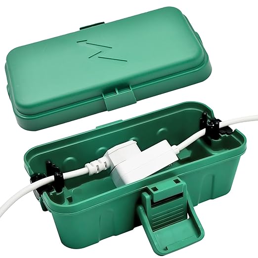Hrensaw Small Weatherproof Electrical Connection Box(Inner 5.5 x 3 x 2.2inch),Outdoor Electrical Box,Waterproof Extension Cord Covers for Plug, Extension Cables, Holiday Lights,Green by Hrensaw