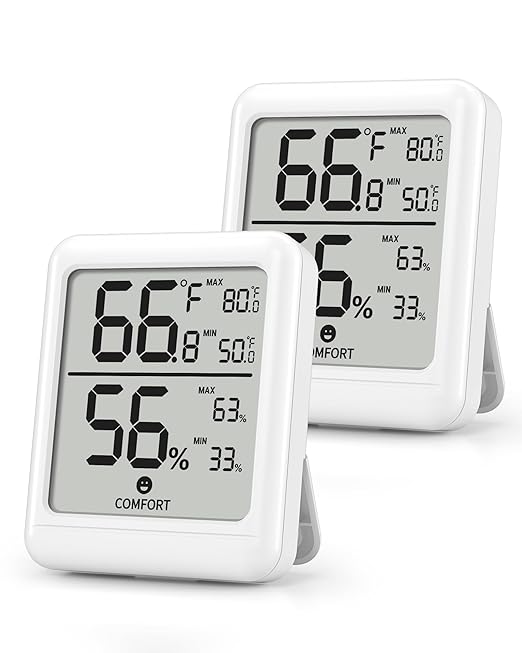 BN-Link Digital Hygrometer Indoor Thermometer Room, Digital Temperature and Humidity Meter with Large LCD Monitor for Home, Bedroom, Terrarium, Incubator, Greenhouse, 2 Pack by BN-LINK