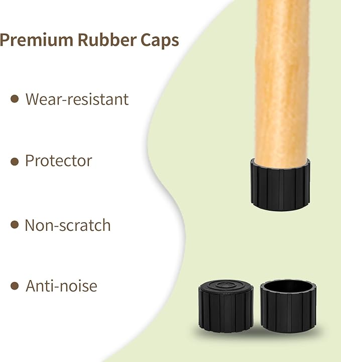 Flyshop 2", 50 mm, Patio Round Chair Leg Caps, Furniture Table Feet Covers Floor Protectors, Non-Marking Frosted Synthetic Rubber Legs Tips, 8 Pack, Black - Image 6