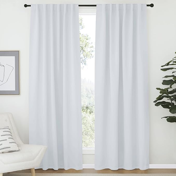 NICETOWN Living Room Darkening Curtain Drapes - (Cloud Grey) W52 x L84, Set of 2, Room Darkening Window Treatment Drapery Panels by NICETOWN
