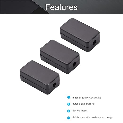 Fielect 10Pcs Dustproof Electronic Junction Box Plastic Enclosure Project Box for Electronic Projects ABS Black 1.89 x 1.02 x 0.61 inch - Image 3
