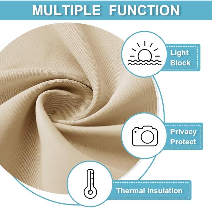 RYB HOME Extra Wide Curtains for Divider Room Separation Soundproof Temporary Door Curtains for Bedroom Closet Office Theatre Garage Living Room Privacy Drop Cloth, W 180 x L 90 inches, Cream Beige - Image 7