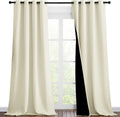 NICETOWN Thermal Insulated 100% Blackout Curtains, Noise Reducing Performance Drapes with Black Lining, Full Light Blocking Drapery Panels for Patio (Beige, 1 Pair, 46 inches x 90 inches) by NICETOWN