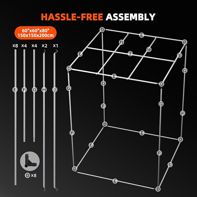 Spider Farmer 5x5 Grow Tent 2025 New, 60"x60"x80",1680D Thicken Mylar Canvas, with Hook for Controller and Power Strip, Enlarged View Window for Indoor Hydroponic Growing for SF7000, SE7000, G7000 - Image 9