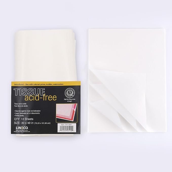 Lineco, Acid-Free Unbuffered Interleaving Tissue Paper for Storage, 30 x 40 Inches, Preserve and Separate Prints, Documents, Letters, Newspaper (Pack of 12) - Image 4