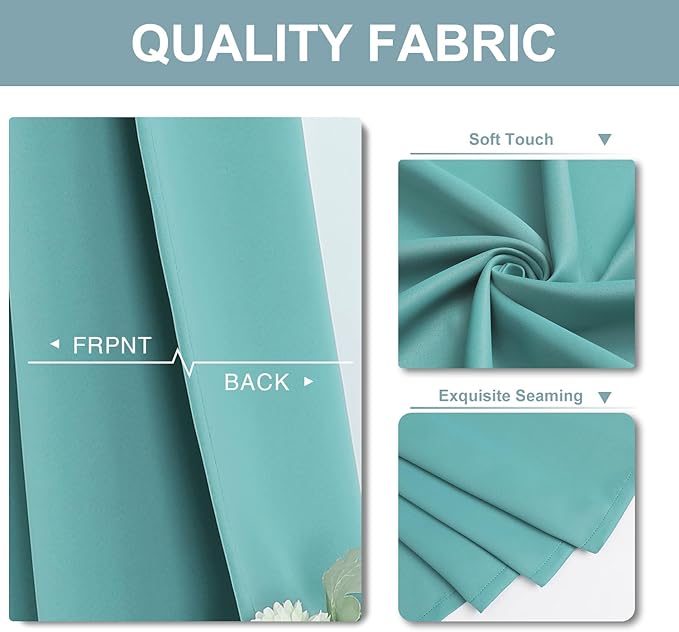 ChrisDowa Blackout Curtains 54 inches Long for Bedroom - 2 Panels Set Grommet Thermal Insulated Room Darkening Curtains for Living Room (Aqua, 52 x 54 Inch) - Image 3