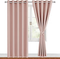 Hiasan Blackout Curtains for Bedroom, 60 x 84 Inches Long - Thermal Insulated Noise reducing Window Curtains for Living Room, 2 Drape Panels Sewn with Tiebacks, Blush by Hiasan
