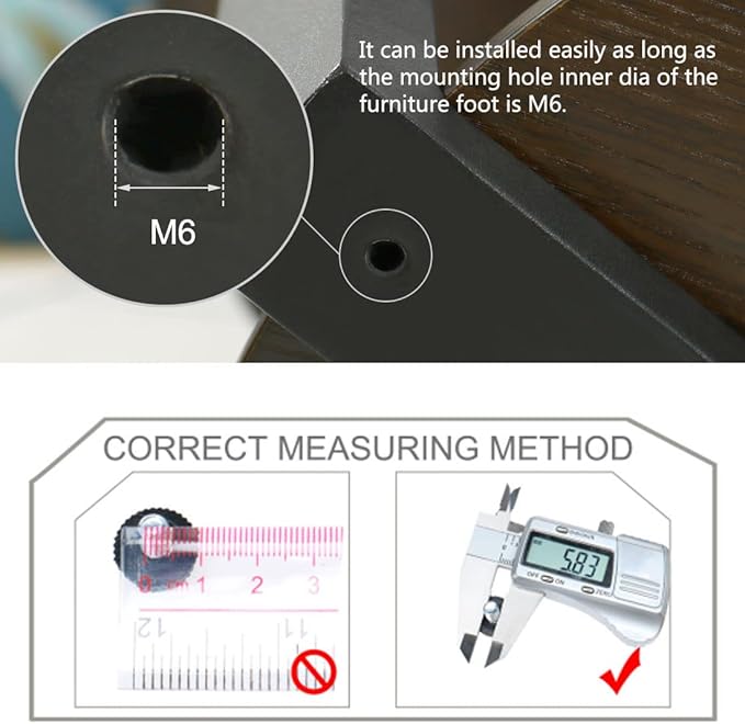 uxcell M6 x 10 x 20mm Furniture Glide Leveling Feet Adjustable Leveler Floor Protector for Chair Sofa Leg 20 Pack - Image 3