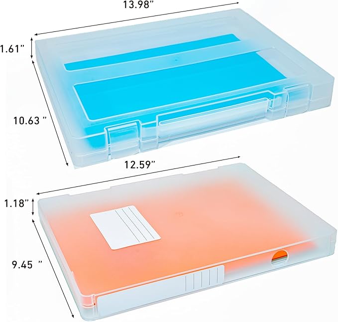 8 Packs Paper Storage Boxes, Plastic Multi-Purpose Thick Scrapbook Storage Box for Office,Craft or Art Supplies, 8.5 x 11 Plastic Portable Project Case for US letter Size and A4 paper - Image 2