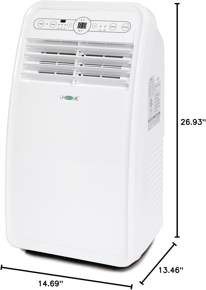 Uhome 8000 BTU Portable Air Conditioner, with Cooling, Dehumidifier, Fan, Remote Control and Window Mount Kit Included, White, 24H Timer - Image 10