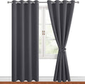 Hiasan Blackout Curtains for Bedroom, 52 x 84 Inches Long - Thermal Insulated & Light Blocking Window Curtains for Living Room, 2 Drape Panels Sewn with Tiebacks, Dark Grey by Hiasan