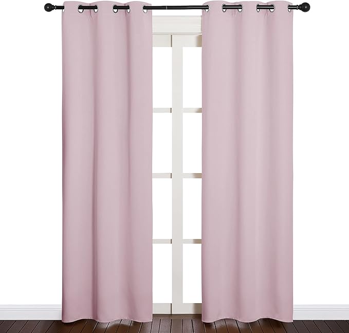 NICETOWN Blackout Draperies Curtains for Girls Room, Nursery Essential Thermal Insulated Grommet Top Blackout Panels (Lavender Pink, 1 Pair, 34 x 84 inches) by NICETOWN