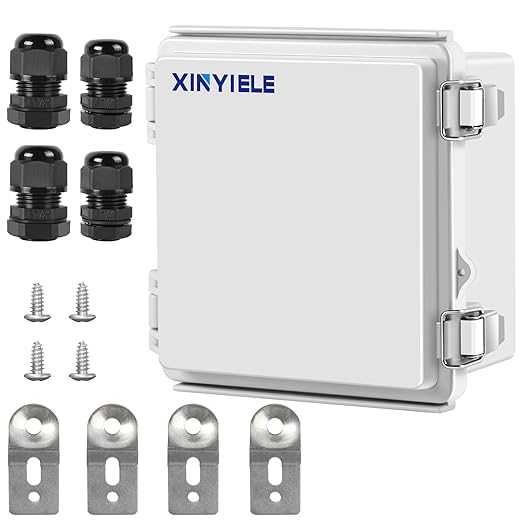 Waterproof Outdoor Project ABS Plastic Junction Box IP67 Weatherproof Dustproof Enclosure with Hinged Cover, Mounting Plate,Wall Brackets for Power Project (5.9"X5.9"X3.5") by XINYIELE
