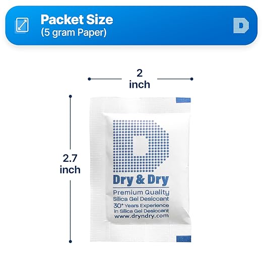 Dry & Dry 5 Gram [320 Packets] Silica Gel Packets Silica Gel Desiccants, Silica Gel Packs - Rechargeable (Food Safe) Silica Gel Packets, Silica Packets - Image 6