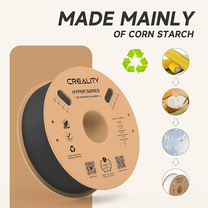 Official CREALITY Hyper PLA Filament 1.75mm, High Speed PLA 30-600mm/s Rapid 3D Printer Filament, Dimensional Accuracy +/-0.02mm, Fit Most FDM 3D Printers, 1KG(2.2lbs) Spool Black - Image 4