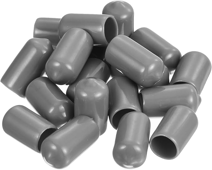 uxcell 20pcs Rubber End Caps Protective Caps 11mm ID Vinyl PVC Round Tube Bolt Cap Cover Screw Thread Protectors, Light Grey - Image 4