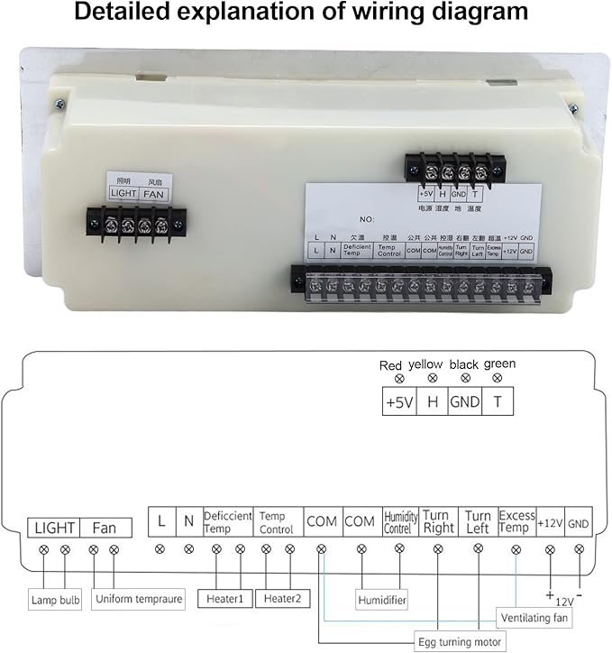 110V Egg Incubator Controller, XM-18D Digital Automatic Temperature Humidity Control Thermostat with Sensor Probe for Homebrew Incubator Greenhouse - Image 4
