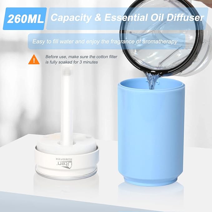 Humidifiers, Humidifier for Bedroom, Can Air Humidifier, Humidifiers for Home and Plants, USB Powered And Battery Powered Portable for Home Office Car Outdoor, 2 Mist Modes, Night Light, Auto-Off - Image 5