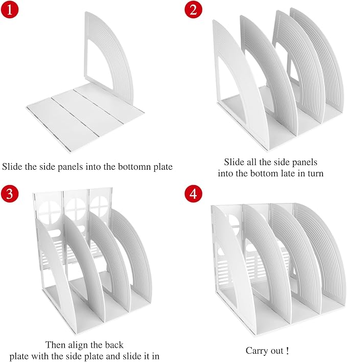SAYEEC 2Pcs Magazine Holder Plastic File Sorter Binder Holder for Desk Folder Organizer Stand Book Shelf Dividers Vertical Filling Storage Rack Desktop Bookshelf Display Box for Office School (Grey) - Image 7