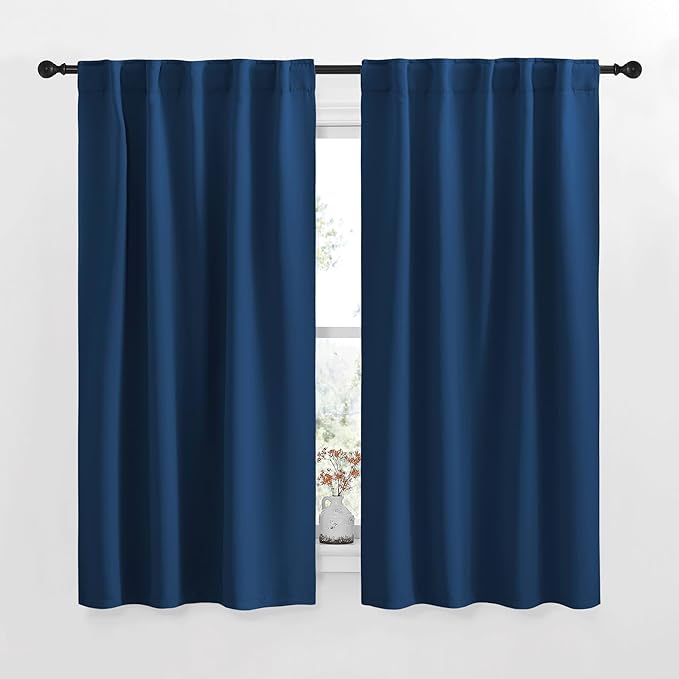 NICETOWN Blackout Curtain Panels for Living Room - (Moroccan Blue Color) 34x48 inch, 2 Panels Set, Room Darkening Blackout Drapes for Window by NICETOWN
