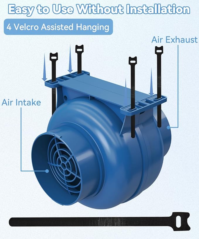 Artibear 3.5 Inch 168 CFM Inline Duct Ventilation Fan with 2 Speed Controller, Air Vent Blower for Hydroponic Grow Tent, Greenhouse, Workshop, Attics, Basement, Kitchens, Blue - Image 3