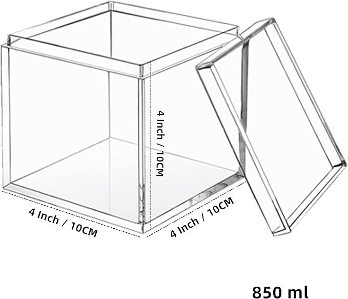 Acrylic Box with Lid 2 Pieces 4 * 4 * 4 Inch Clear Square Cube Plastic Decorative Boxes Clear Display Box Wedding Birthday Baby Shower Party Candy Jewelry Storage Boxes Organize Containers - Image 2