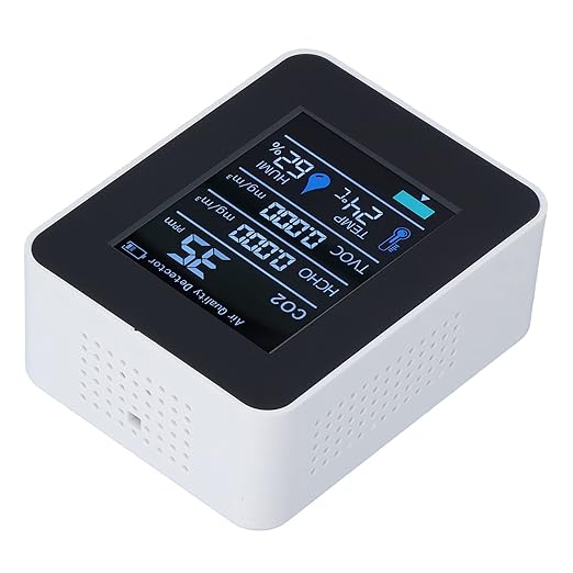Air Quality Monitor Real Time Smart Display with Clear Alarm, Portable Detector for Office and Home, ABS Material, White - Image 9