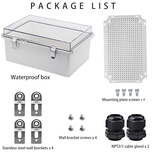 Waterproof Electrical Box, IP67 Junction Box Stainless Steel Latch Hinged Clear Cover Project Enclosure with Wall Bracket 11.8" x 7.87" x 5" - Image 5