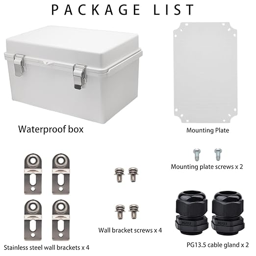 Outdoor Waterproof Electrical Box Junction Box Weatherproof IP67 ABS Plastic Enclosure Switch Router Project Box Electronics Enclosure with Mounting Plate Wall Bracket Grey 11.8"x7.9"x6.7" - Image 5