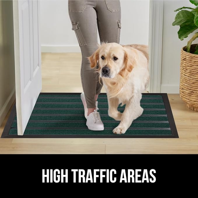 GORILLA GRIP 100% Waterproof All-Season WeatherMax Doormat US Designed Natural Rubber, Stain and Fade Resistant, Low Profile Indoor Outdoor Door Mats, Easy Clean Patio Mat, 23x35, Green Stripe - Image 6
