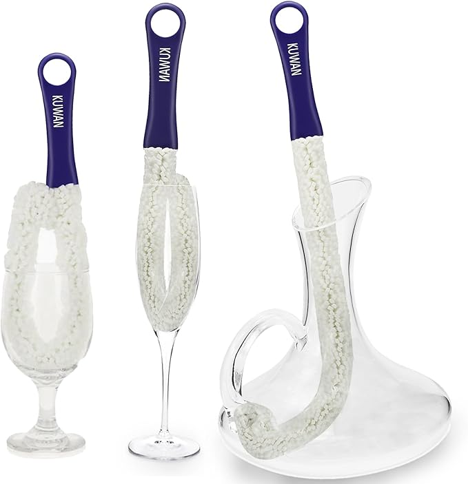 KUWAN Bottle Cleaning Brush Multi-Function Household Tools Flexible Bottle Scourer for Some Decanters, Goblets, Glasses, Cups (Long 3pcs) by KUWAN