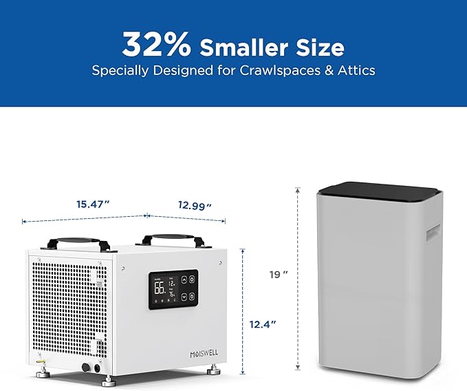70 Pints Commercial Dehumidifier with Pump Portable Crawl Space Dehumidifier for Basement Energy Star Efficient Certified Compact Dehumidifiers for Home, Auto Defrost, Timer - Image 5