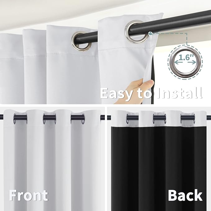 BGment Greyish White 100% Blackout Curtains for Living Room 72 Inch Length 2 Panels, Thermal Insulated Full Light Blocking Energy Save Window Drapes for Nursery Bedroom Darkening, 52 Inch Wide Each - Image 6