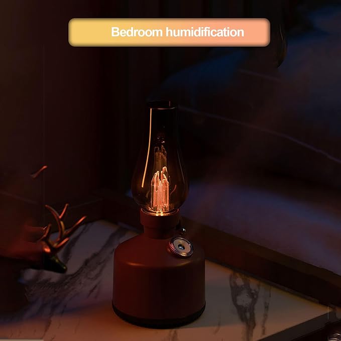 Humidifier Vintage Lantern with Lamp, Kerosene Lamp Shaped Quiet Home Humidifier, Aromatherapy Diffuser, 2 Mist Settings, Stepless Dimming, 260ML (Green) - Image 2