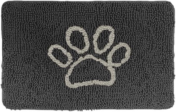 GORILLA GRIP SOAKSTOPPER Dog Door Mat, 36x24 Machine Washable Rug Absorbent Doormat Captures Moisture Mud Dirt, Quick Dry Soft Chenille Entryway Rugs Indoor Entrance Mats for Dog Paws, Charcoal by GorillaGrip