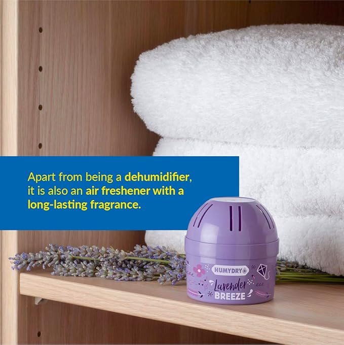 HUMYDRY Moisture Absorber Device, Mini Pack of 12 of 2.6oz, Small Space Dehumidifier and Air Freshener with Lavender Scent, Non Electric Humidity Absorber for Closet Bedroom and Compact Areas - Image 4