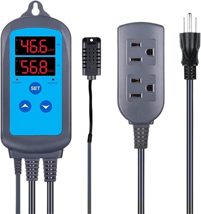 IHC-200 Pre-Wired Digital Dural Stage Humidity Controller, Dehumidification Humidifaction Control for Humidifier and Fan(US Socket) by Unknown