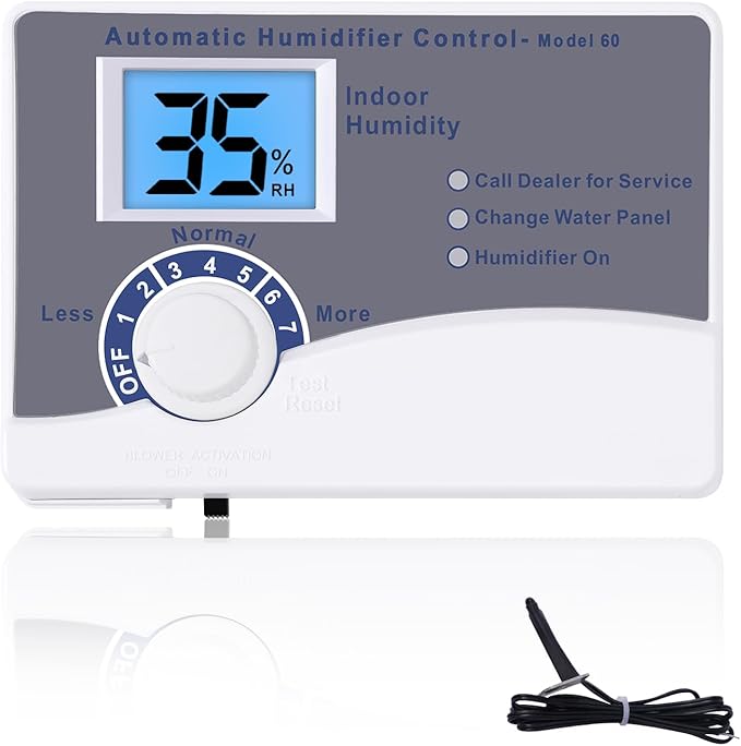 60 Humidifier Control Humidistat with Outdoor Temperature Sensor compatible with AprilAire 400 500 600 700 Series Whole Home Dehumidifiers Replacement for AprilAire 60, 24VAC Digital Wall Mount by Fenglesha