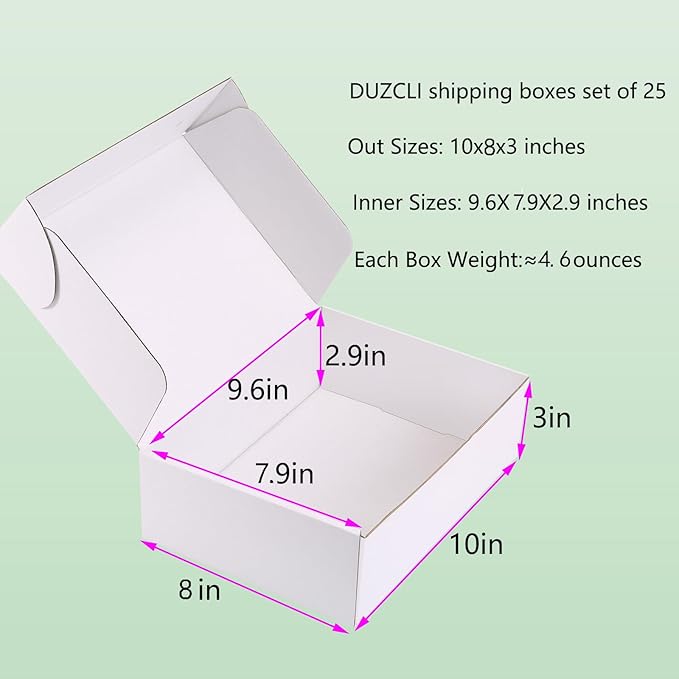 Small Shipping Boxes 10x8x3 Inch (25 Pack) - Sturdy White Corrugated Cardboard Boxes for Small Business, Ecommerce, Mailing & Packaging | Recyclable Gift & Storage Boxes - Image 2