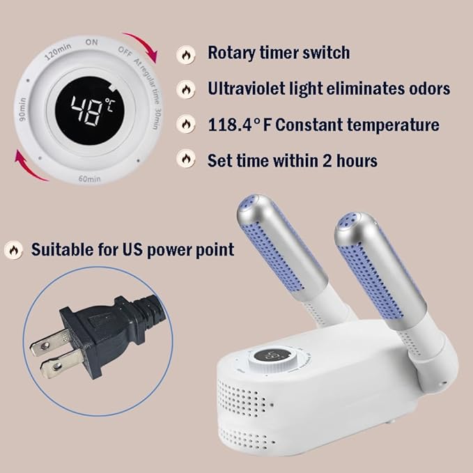 Boxing Glove Dryer, Boot & Shoe Dryer - Portable Foldable Drying Rack with Heat Blower & UV, Constant 118.4°F, 2-H Timer - Image 4