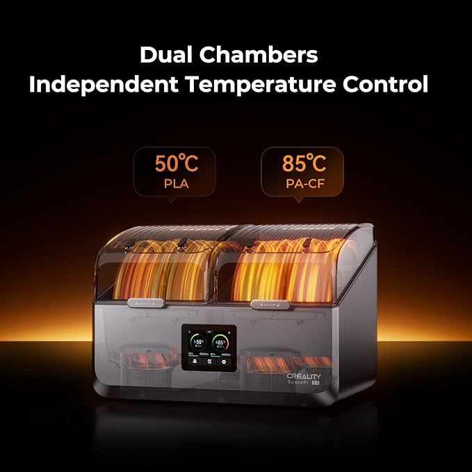 Creality Upgraded Filament Dryer 4 Spools, Space Pi X4 Filament Storage Box, Dual Independent Heating Chambers, Up to 85℃,Compatible with PLA PETG ABS,TPU,PC,PA,PAHT - Image 7