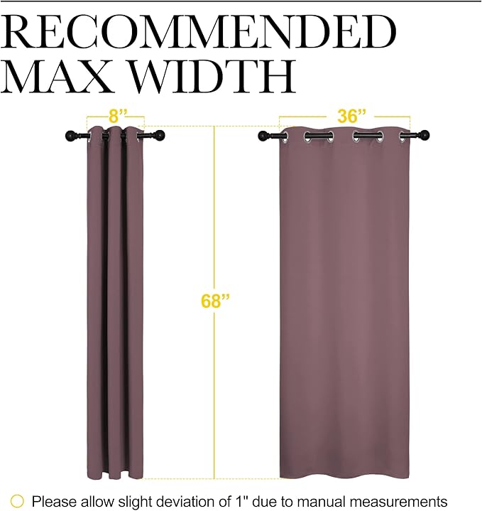 NICETOWN Dry Rose Room Darkening Curtains for Kitchen, Set of 2, 42 inches Wide by 68 inches Long, Window Treatment Thermal Insulated Solid Grommet Room Darkening Curtains/Drapes for Bedroom - Image 7