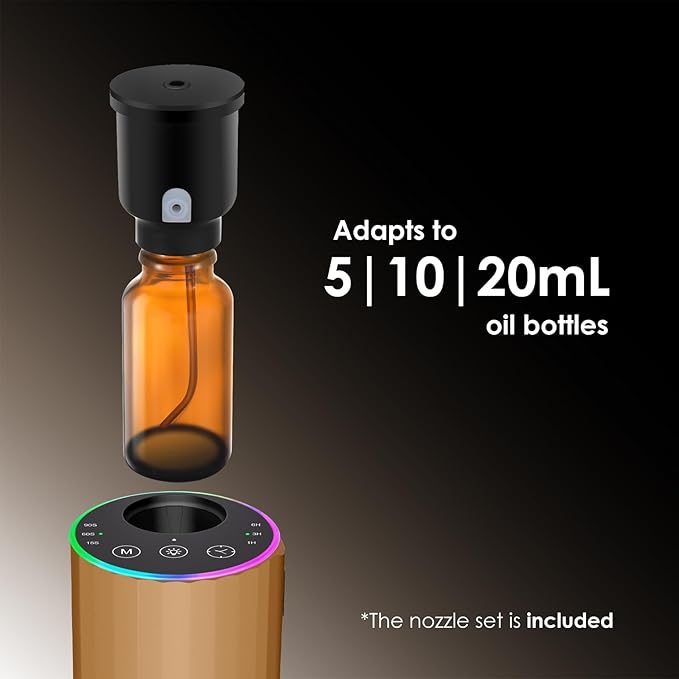 Waterless Essential Oil Diffuser, Battery Powered Mini Scent Air Machine, Aromatherapy Mist Diffuser for Home Room Car Office (Gold) - Image 2