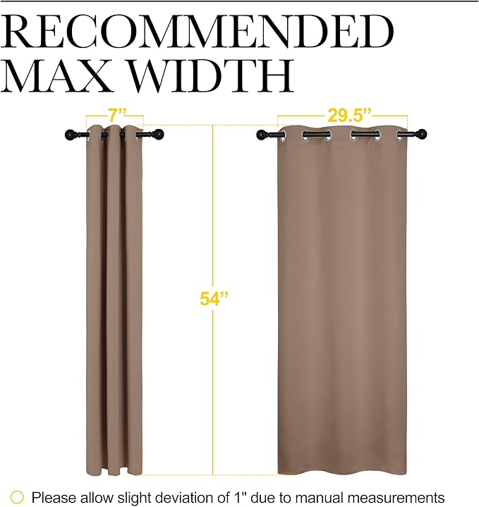 NICETOWN Window Draperies Room Darkening Curtain Panels, Window Treatment Thermal Insulated Solid Grommet Drapes for Bedroom (One Pair, 34 by 54 inches, Cappuccino) - Image 7