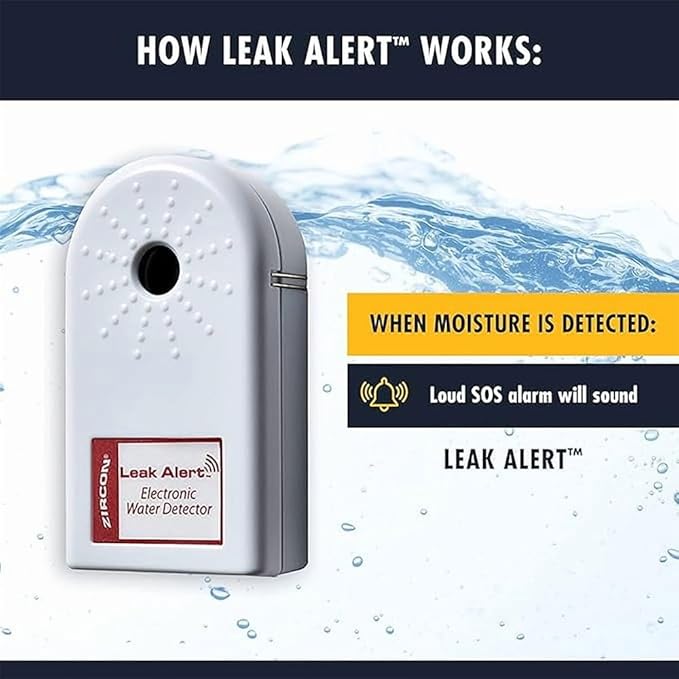 Zircon Leak Alert 3-Pack Water Detector Alarm – 90 dB Battery-Powered Leak & Flood Sensor for Basement, Kitchen, Bathroom, Utility Room – Early Water Detection & Damage Prevention - Image 3