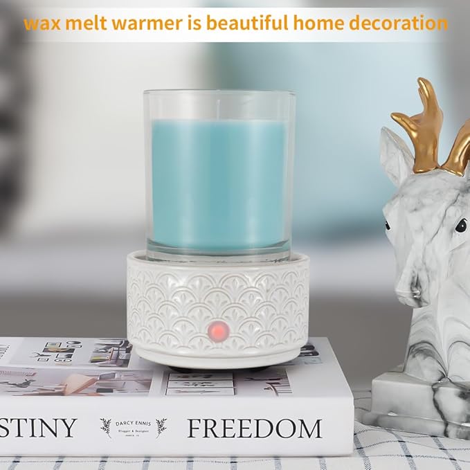 kobodon Ceramic Wax Melt Warmer - 3-in-1Electric Wax Warmer-Fragrance Candle Burner for Scented Wax Tarts and Essential Oils - Wax Melts as Gifts for Moms Grandma Women Girls（White-Gray） - Image 5