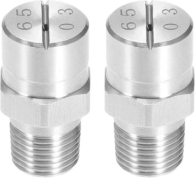 uxcell Flat Fan Spray Tip - 1/8BSPT Male Thread 304 Stainless Steel Nozzle - 65 Degree 1.1mm Orifice Diameter - 2 Pcs by uxcell