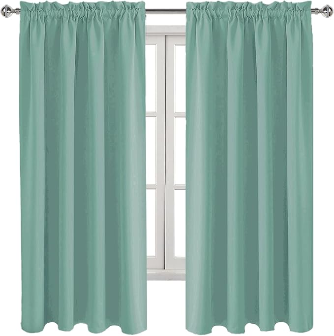 DWCN Blackout Curtains Thermal Insulated, Energy Saving & Noise Reducing Bedroom and Living Room Curtains, Sage Green, W 52x L 63 Inch, Set of 2 Rod Pocket Curtain Panels - Image 9