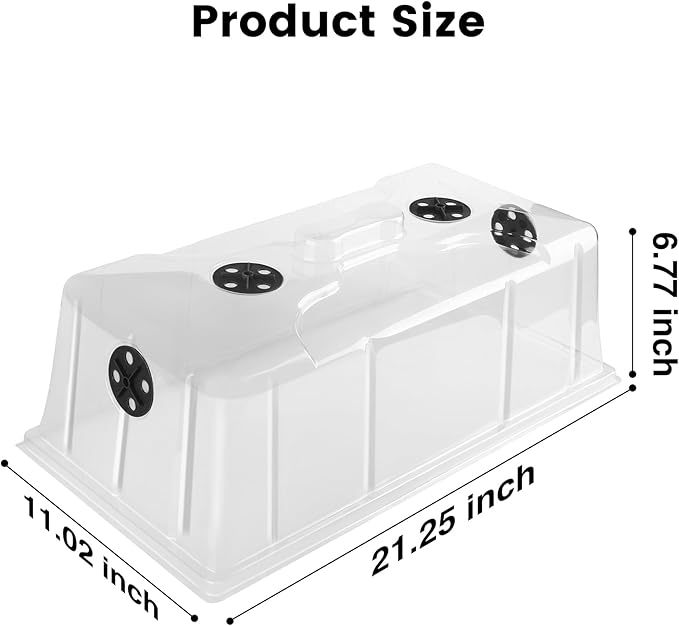 MIXC 10 Pack Humidity Dome 7" Tall Extra Strength, 1020 Growing Trays Cover, Propagation Seed Cloning Lid Vented for 10 x 20 Inch Flat Tray and Seed Starting Germination, Black - Image 2