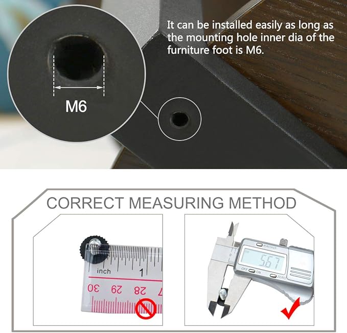 uxcell M6 x 10 x 15mm Leveling Feet Adjustable Leveler Floor Protector Cover Pad for House Furniture Desk Table Chair Leg 20 Pack - Image 3